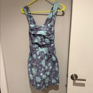 Free People Floral Mini Dress in Blue and Gray